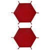 A red hexagonal foldable PU leather dice tray for tabletop games and desk organization.
