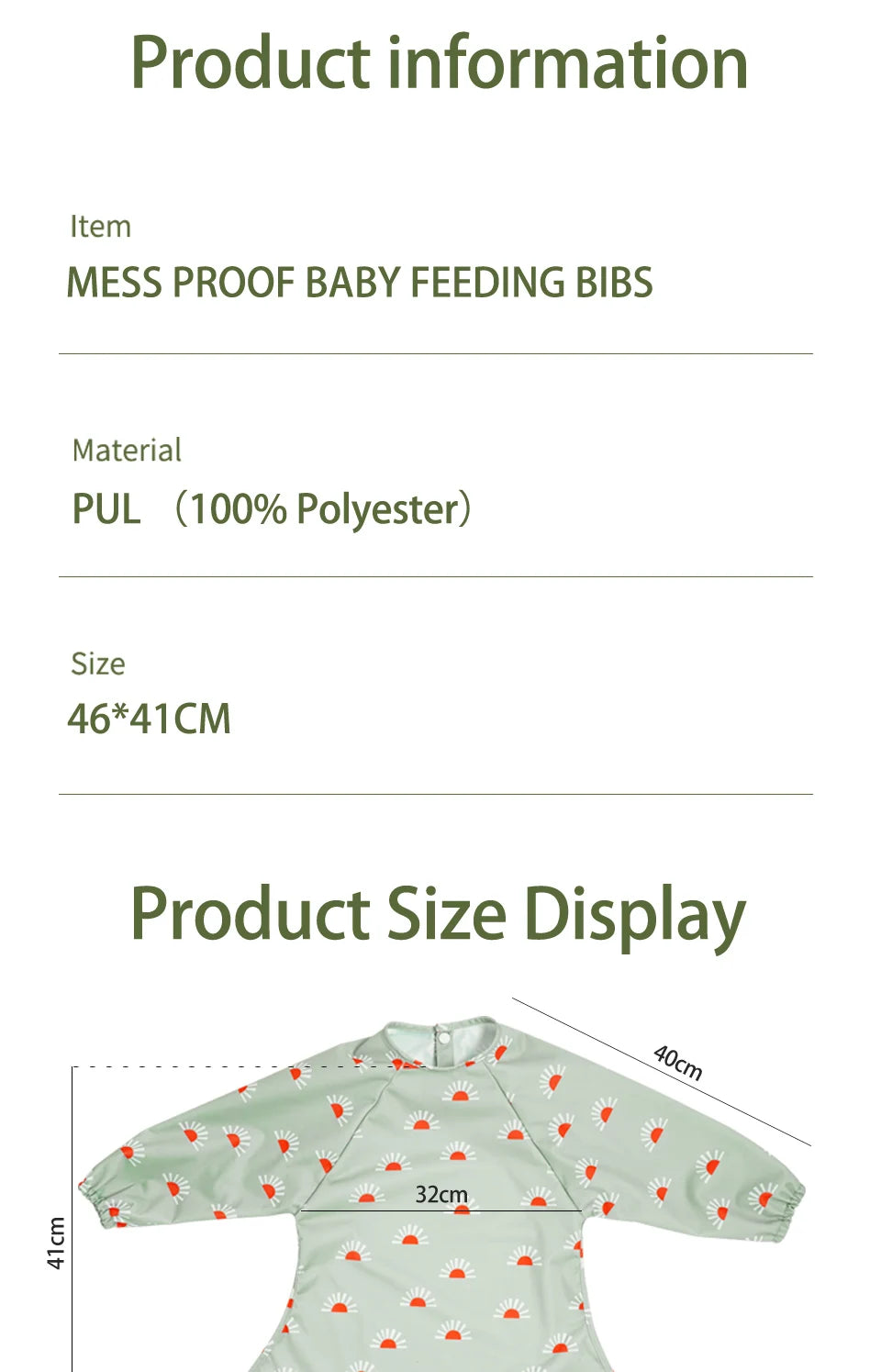 Waterproof Long-Sleeve Baby Bibs with Cute Designs