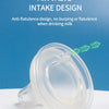 A clear silicone baby bottle nipple with an air valve intake design shown against a blue background.