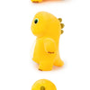 A yellow, soft plush toy of a cute dinosaur or milk dragon.