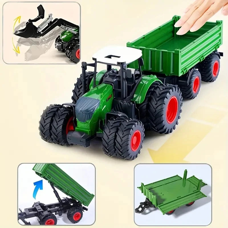 16.5" Farm Tractor Playset with Trailer, Animals & Fencing