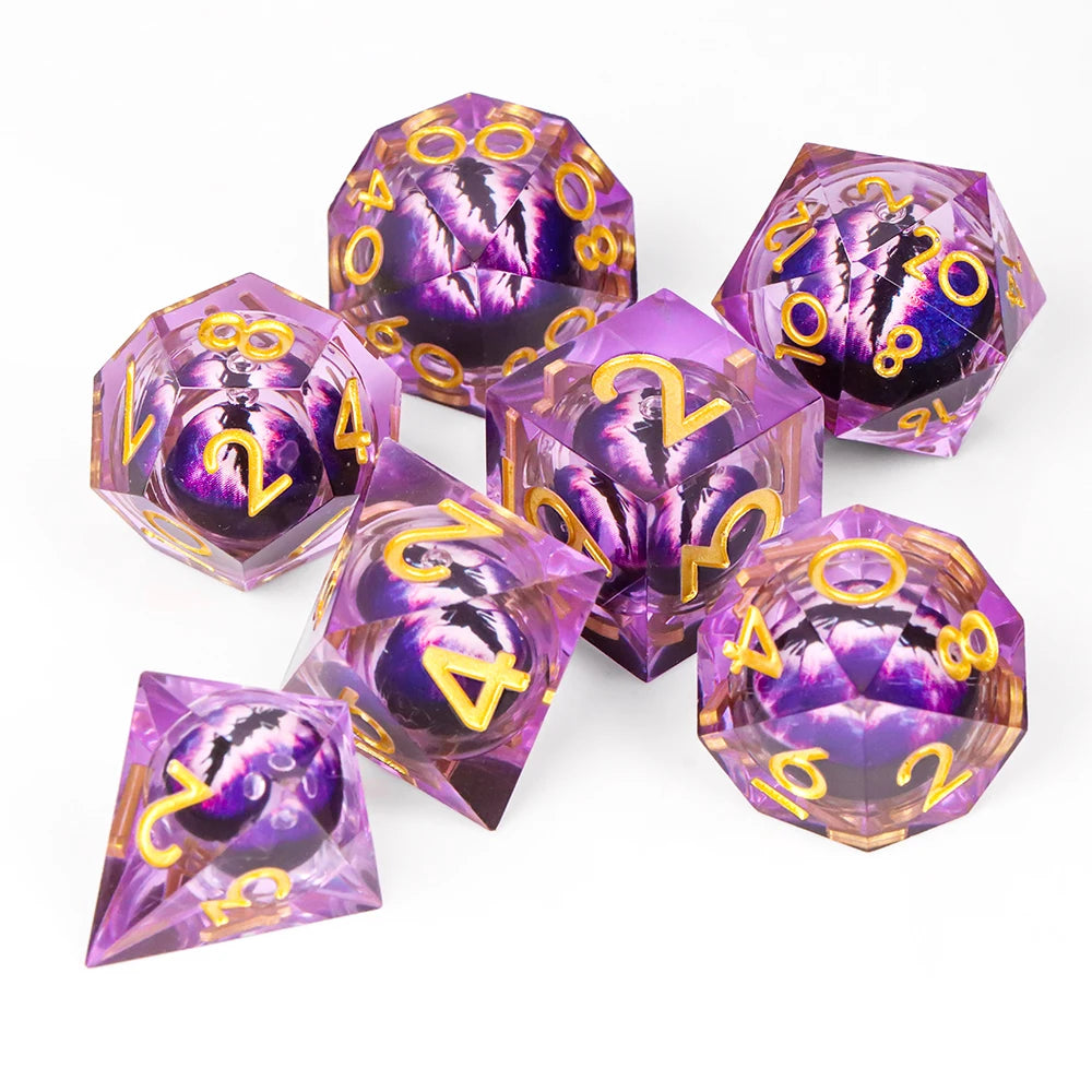 Eye Dice Set – 7-Piece Resin Polyhedral Dice for Horror RPG Games