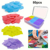 A collection of 80 pieces of colorful silicone putty or clay for diamond painting and rhinestone application.