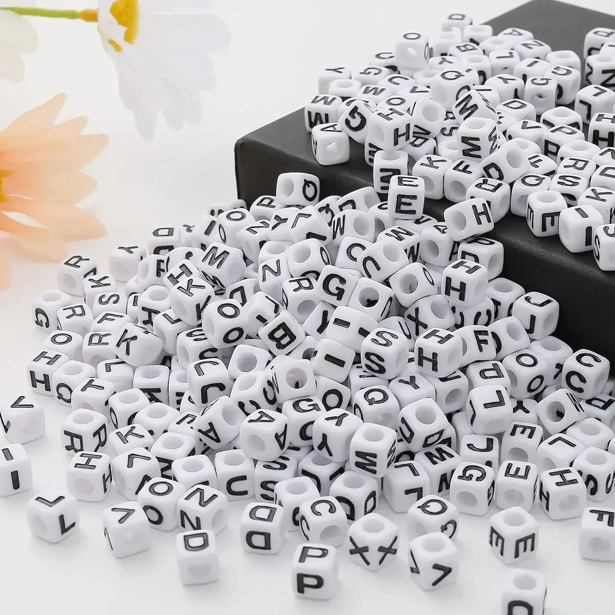 Acrylic Alphabet Beads for Jewelry Making - Mixed Letter Cubes