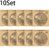 A set of 10 classical guitar strings featuring silver-plated copper wound strings.