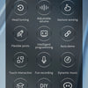 A menu screen for an interactive robot toy showing various functions like head turning, gesture sensing, and intelligent prog