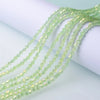Green faceted glass crystal beads strung together in a delicate strand for jewelry making