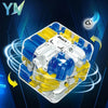 A white and blue 3D maze puzzle ball is shown rotating against a dark background.