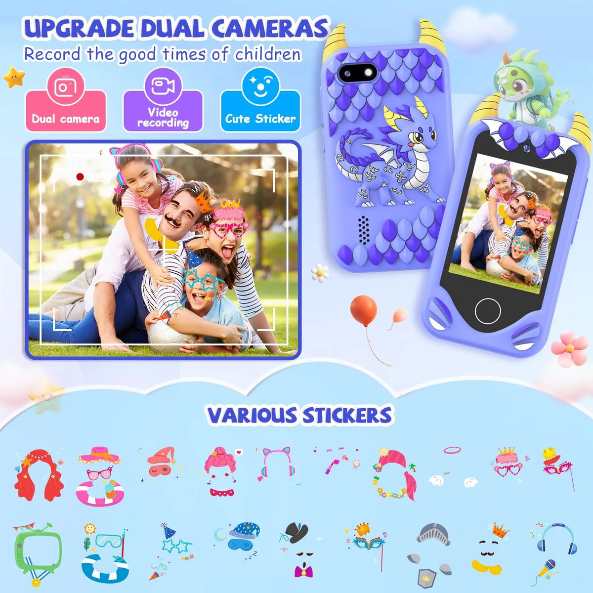 Kids' Smart Phone Toy with Dual Camera and 28 Learning Games