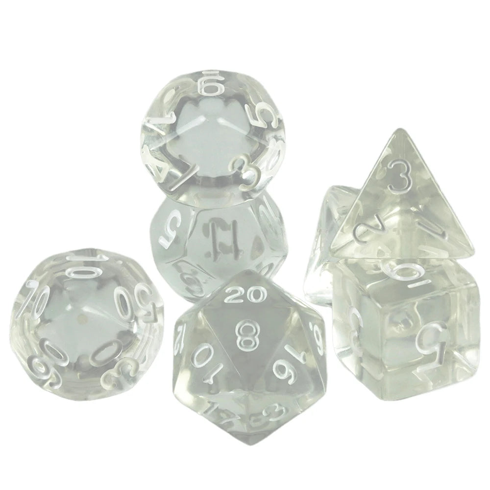Crystal Clear Polyhedral Dice Set for Tabletop RPGs