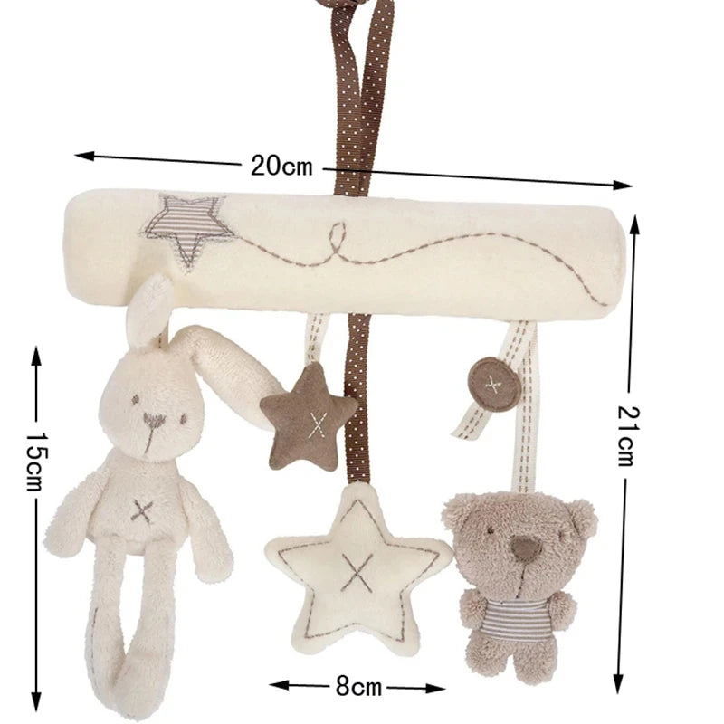 Hanging Plush Rabbit Rattle Toy for Strollers and Cribs