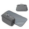 A gray portable diaper bag with a matching soft-sided organizer and strap.