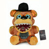 An orange and brown plush toy resembling a bear character from Five Nights at Freddy's