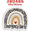 Emergency Nurse decal with a leopard print background and text