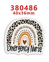 Emergency Nurse decal with a leopard print background and text