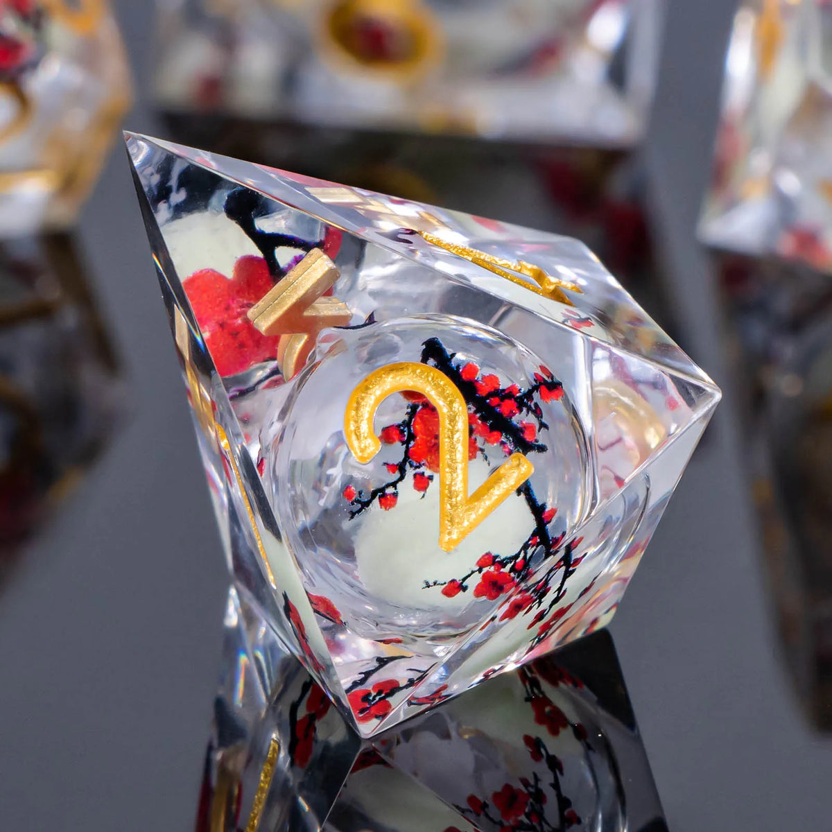 Liquid Core Glow D&D Dice Set with Sharp Edges