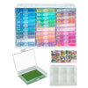 A white diamond painting tray set with 30 individual plastic compartments and lids for organizing beads.