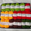 A pack of various colored acrylic wool yarn skeins for knitting and crochet crafts.