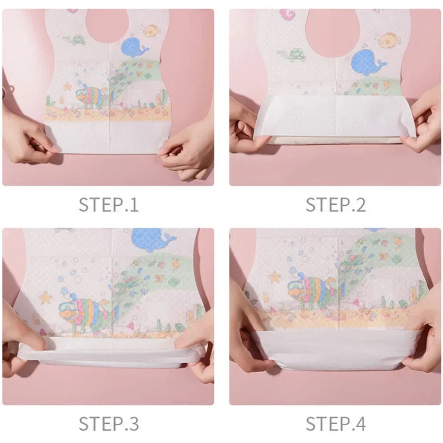 Disposable Baby Bibs (10-Pack) – Soft, Leakproof & Hygienic for Mess-Free Mealtimes