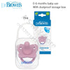 Pink Dr Brown's 0-6 months baby use with dustproof storage box silicone pacifier soother