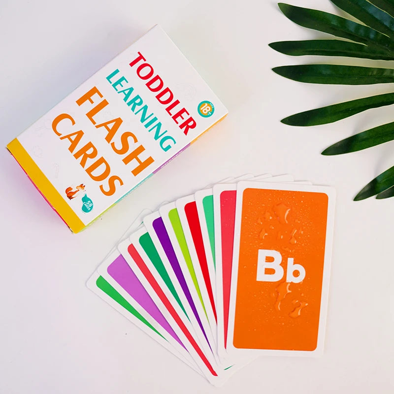 A set of toddler learning flash cards featuring the letter Bb in various colors.