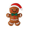 A brown silicone bead shaped like a Santa Claus with a red hat and green bow.