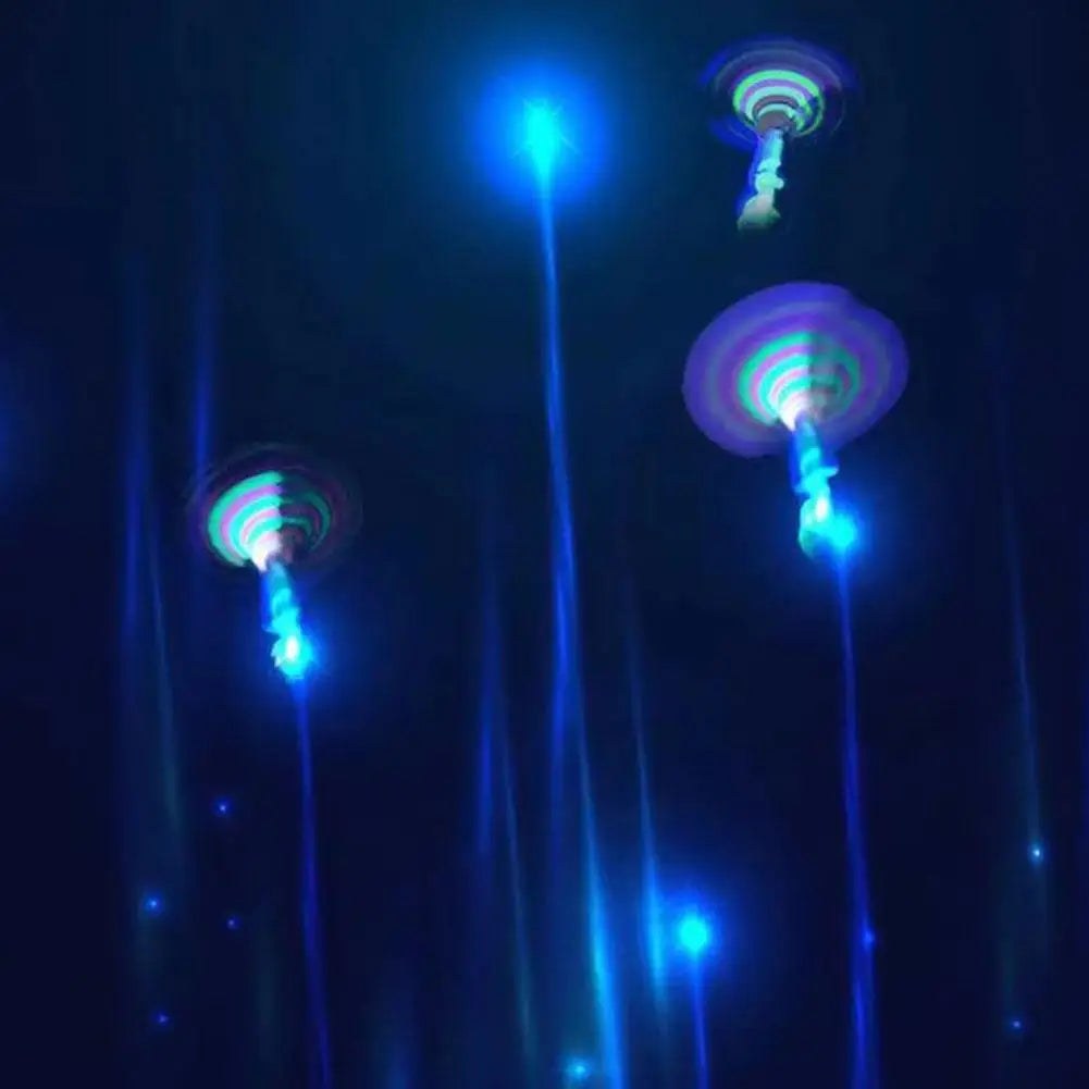 LED Light-Up Flying Copter Toys with Catapult Launcher