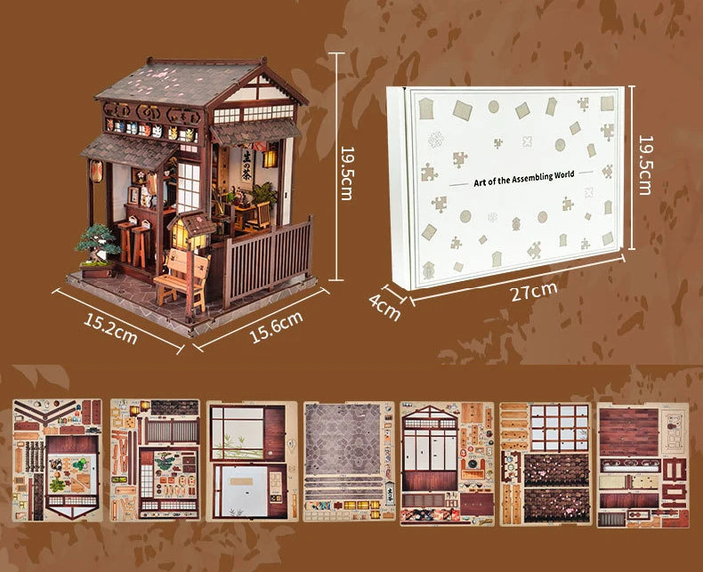 DIY Wooden Miniature Japanese Tavern Model Kit with LED Lighting