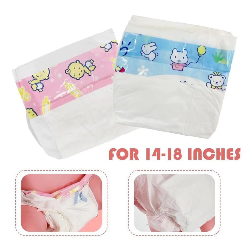 Soft Cotton Doll Diapers for Pretend Play (10-Pack)