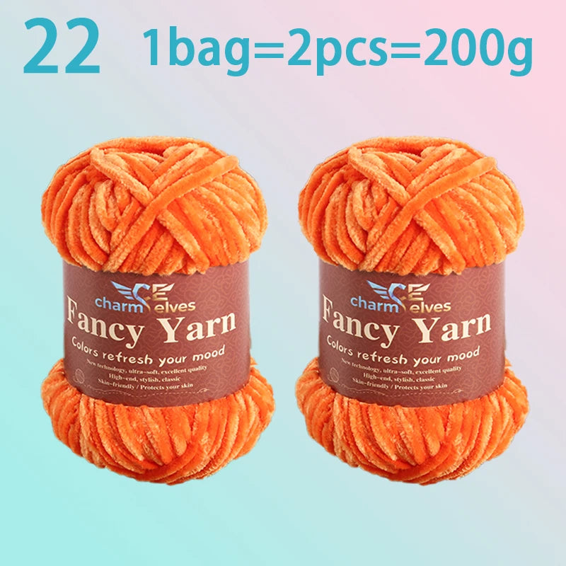 Chenille Velvet Yarn 2-Pack – Soft & Warm for Knitting and Crochet