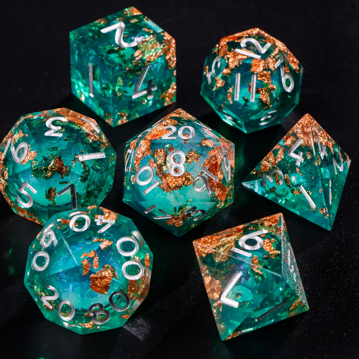 Liquid Core Resin Dice Set – 7 Polyhedral Dice for DND & RPG