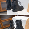 Black girls' ankle boots with a double zip and anti-skid rubber sole displayed on a white surface.