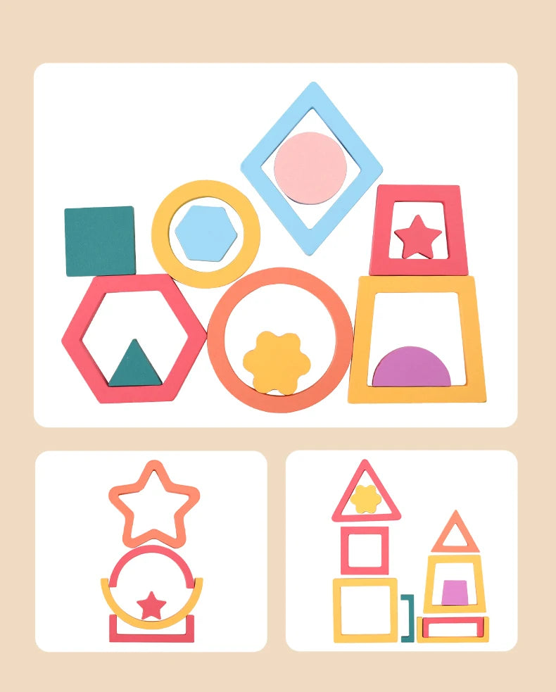 Wooden Rainbow Shape Sorting Puzzle for Kids