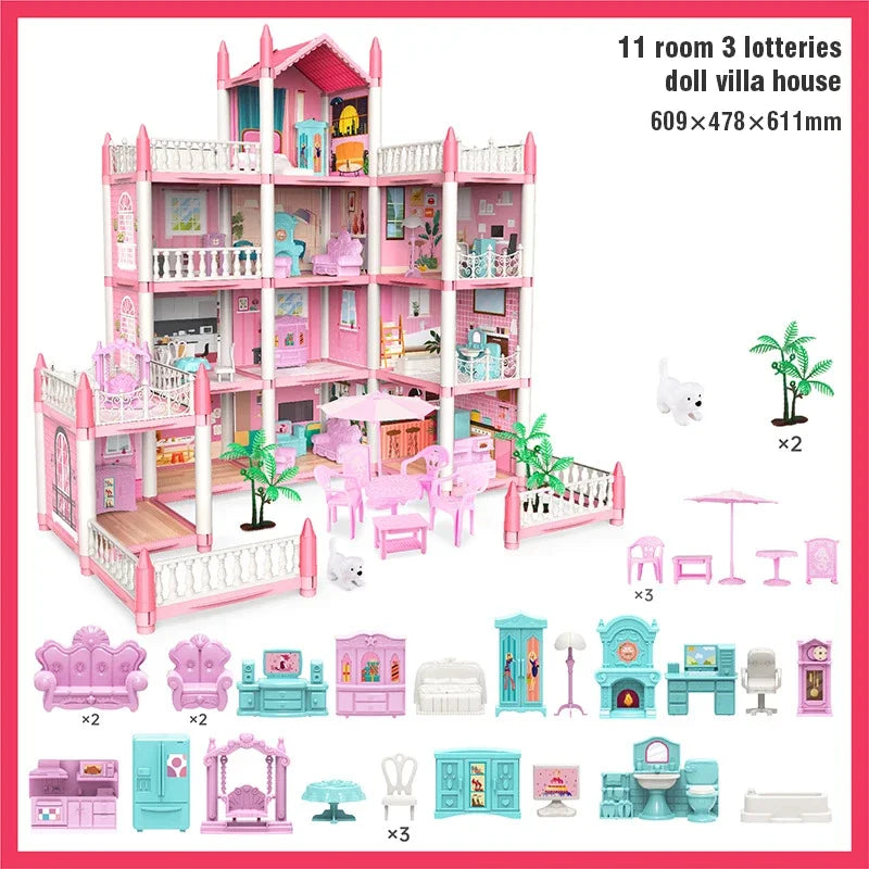 Dream Villa Dollhouse Playset with Furniture for Kids