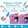 A beginner-friendly diamond painting pen with an automatic bead dispenser shown in steps for easy use.