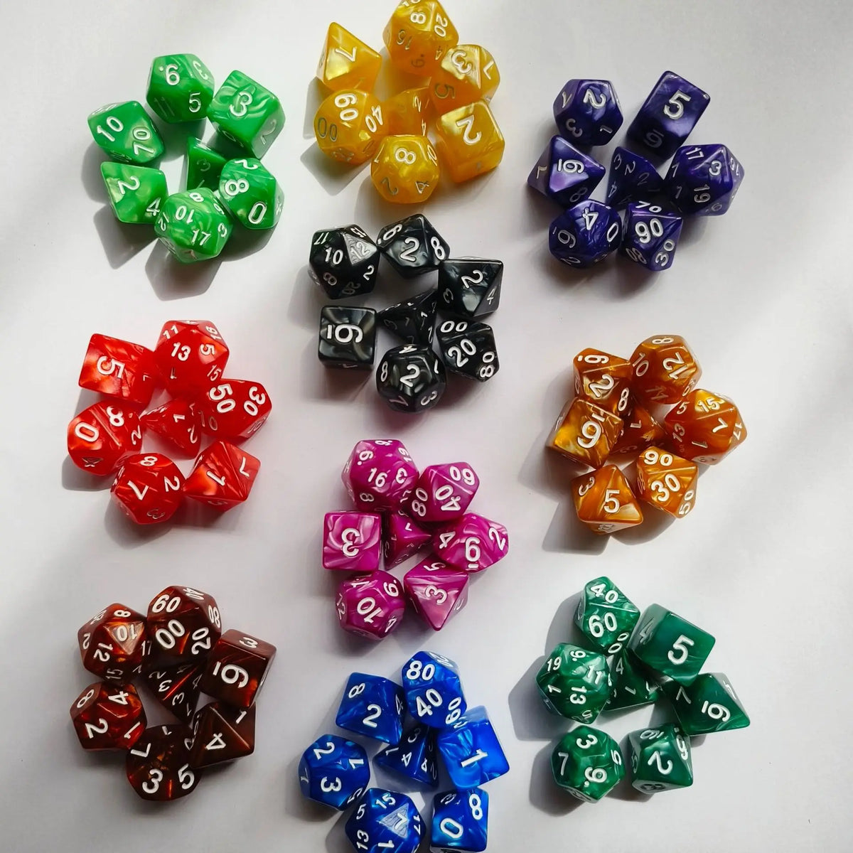 Colorful Pearl Polyhedral Dice Set for Tabletop RPGs