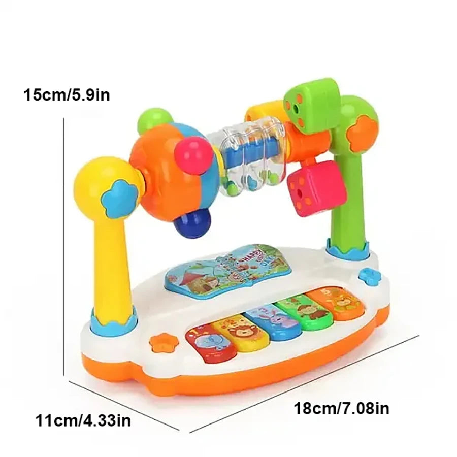 Interactive Drum & Piano Toy with Rotating Lights and Sounds