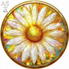 A jigsaw puzzle featuring a detailed, colorful flower design with a golden frame.