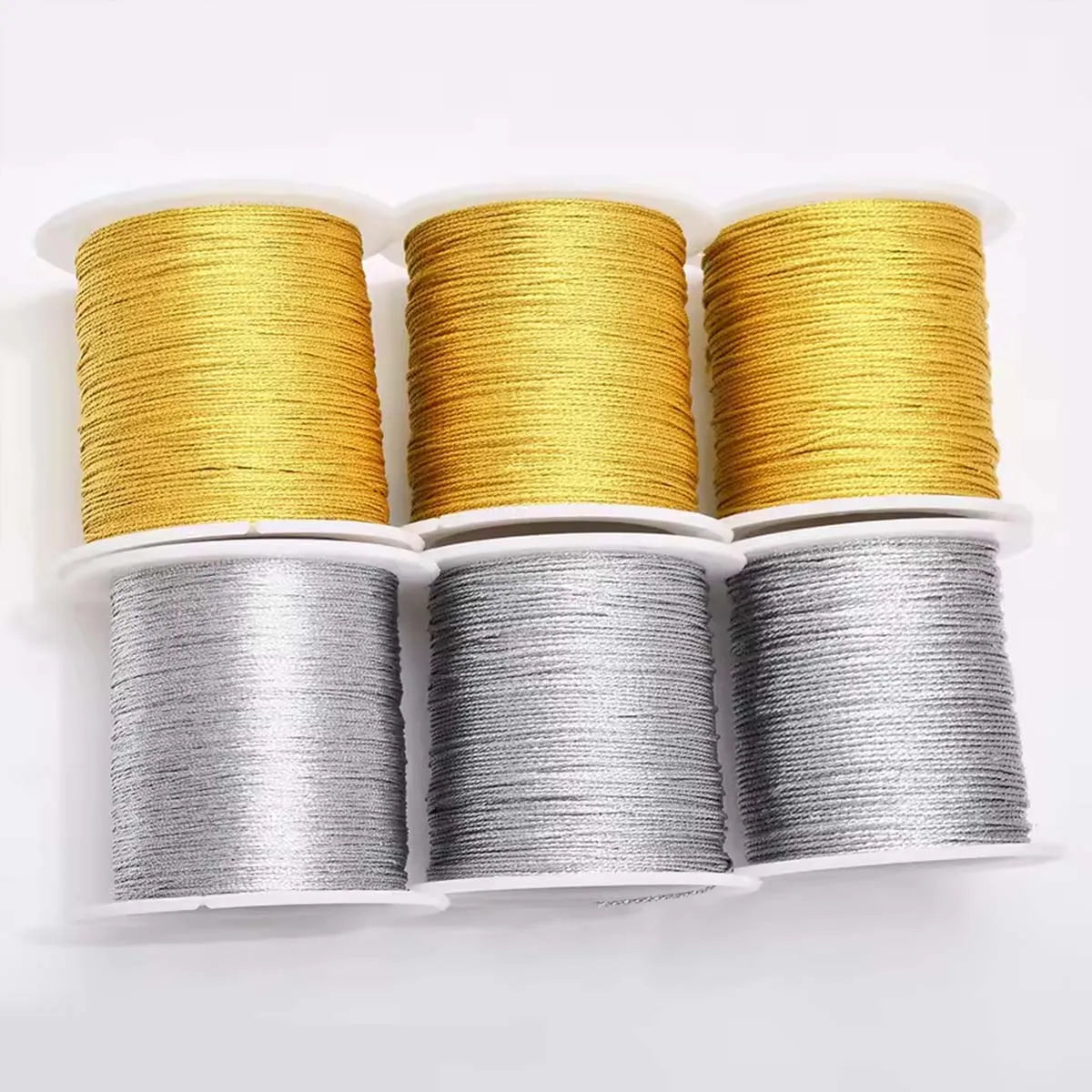 Metallic Gold & Silver Tinsel Thread Cord for Jewelry Making & Crafting