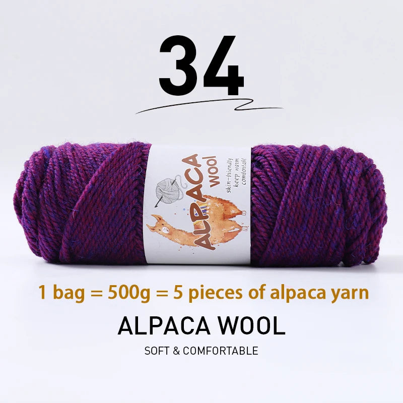 Luxurious Alpaca Wool Blend Yarn — 500g Thick Knitting Yarn