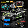A black and green R/C racing car with a battery and charging cable shown in various angles.