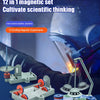 A set of magnetic levitation experiments featuring various magnetic components and a scientific apparatus.