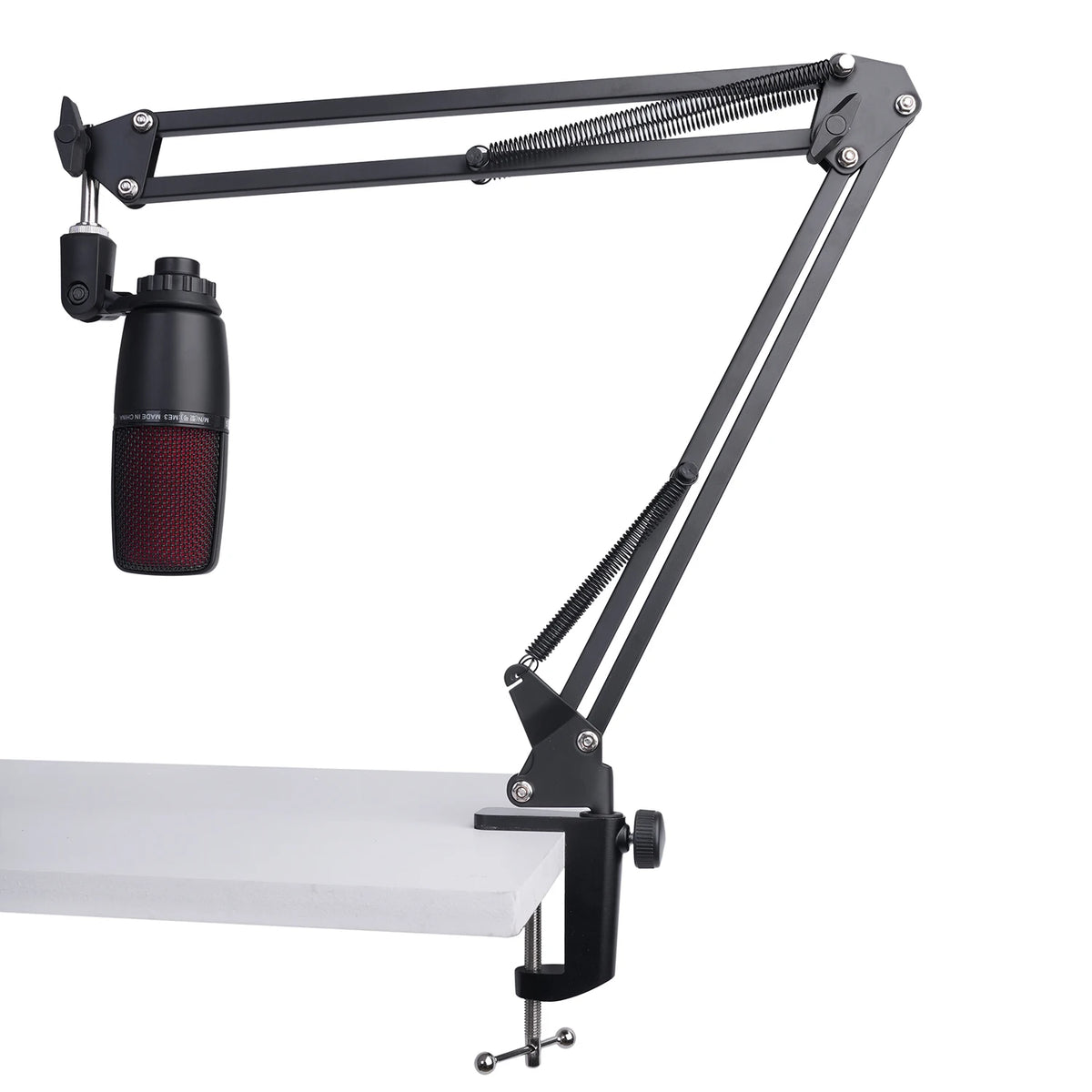 Adjustable Microphone Boom Arm with Table Mount and Mic Clip