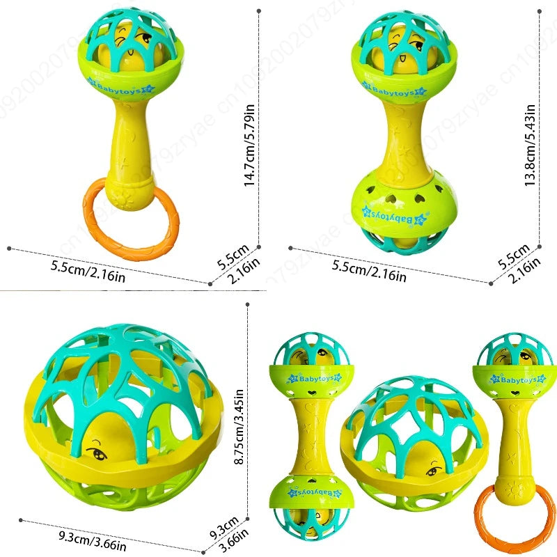 Baby Sensory Rattle Toy Set with Spinning Stacker