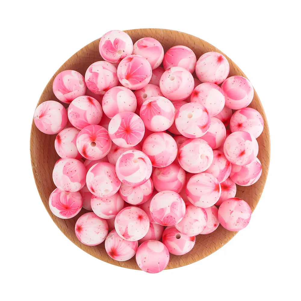 Pink Silicone Round Beads for DIY Jewelry Making