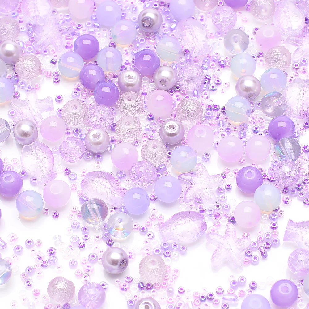 Crystal Glass Seed Beads for Jewelry Making – 45g Mixed Colors & Shapes