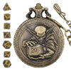 Metal Polyhedral Dice Set with Pocket Watch Case