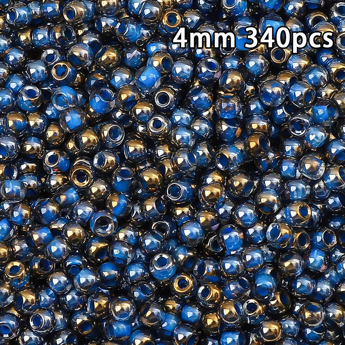 A close-up view of 340 golden gradient glass beads for DIY jewelry making