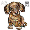 A watercolor illustration of a puppy dog head and body designed for an A3 jigsaw puzzle.
