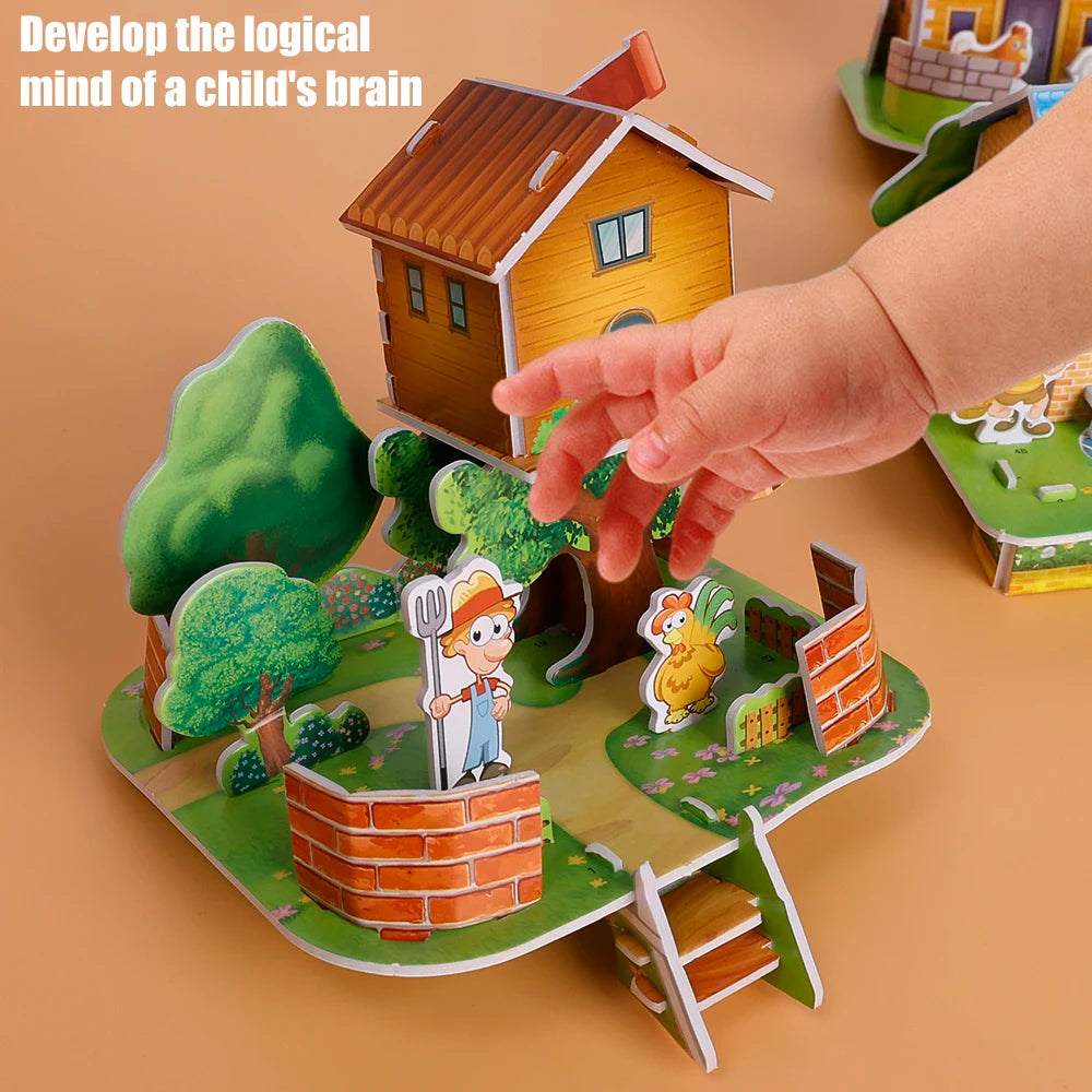 3D Building Puzzle Set for Kids – Educational DIY Paper Model Kit